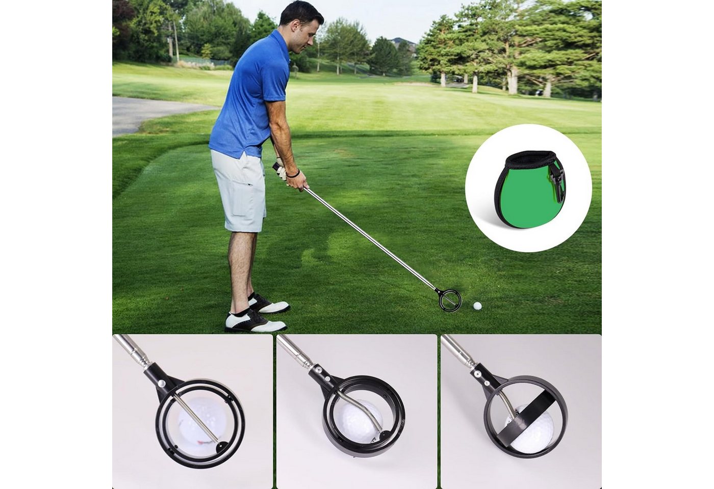 FELIXLEO Golfballtasche Golfball Retriever Teleskop Ballsammler Edelstahl für Wasser (1-tlg) Bild 5