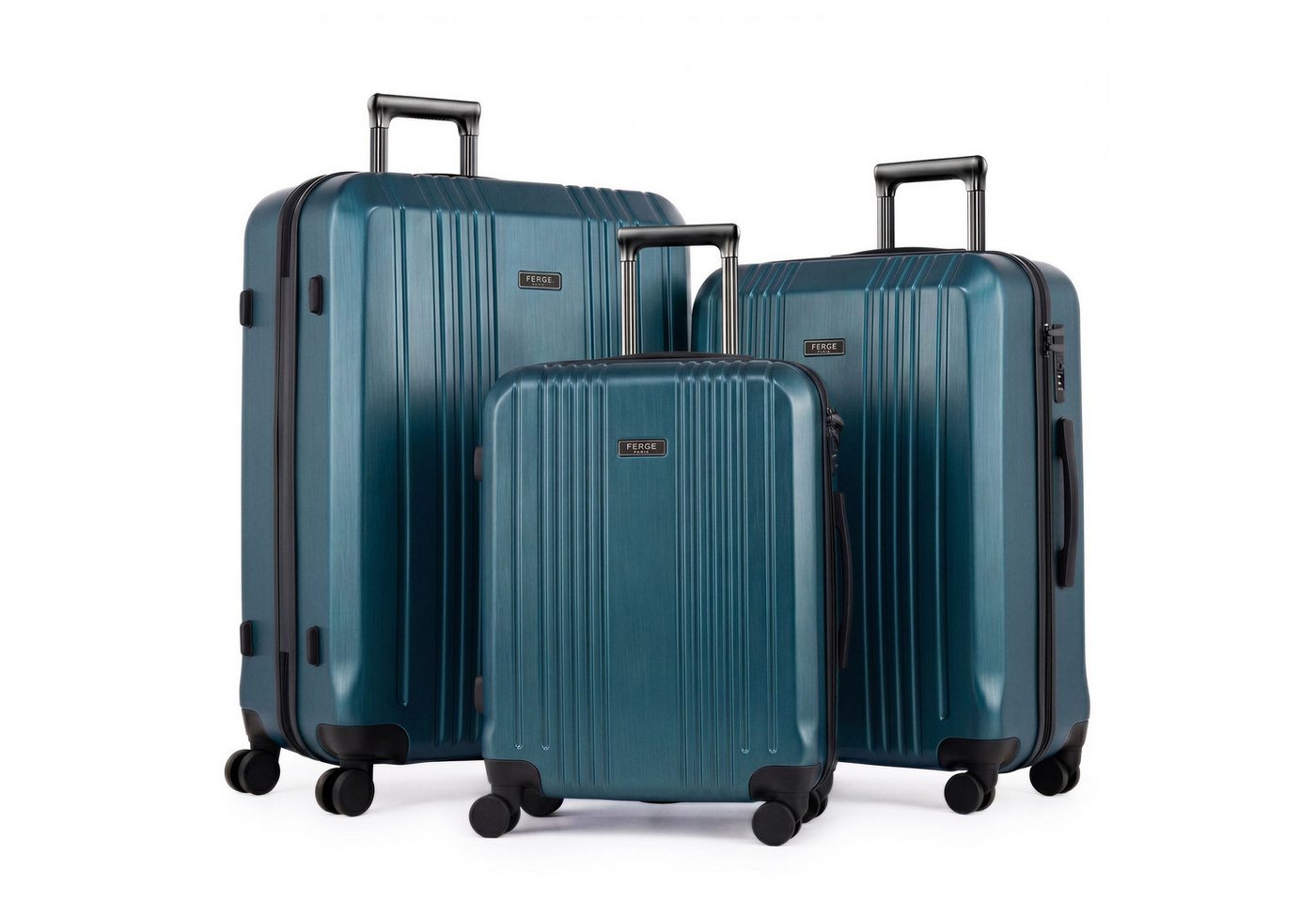 FERGÉ Kofferset Hartschale 3 teilig Koffer Set CANNES TSA-Schloß Petrol, 4 Rollen Rollen, (3 tlg), Trolley 3er Koffer Set, Premium Reisekoffer 4 Doppelrollen TSA-Schloss Bild 5