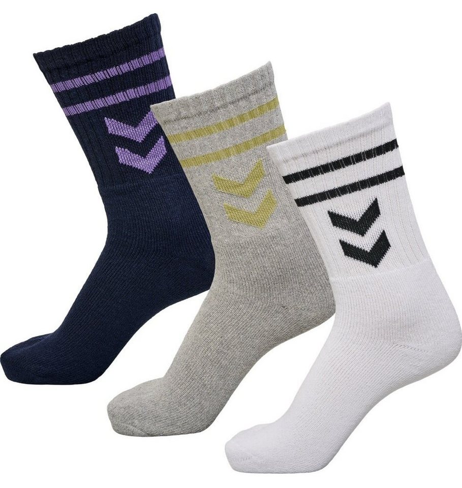hummel Sportsocken Crew weiss/grau/dunkelblau - 3 Paar Bild 2