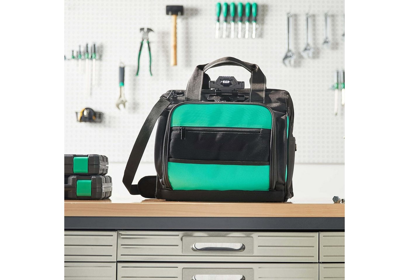 Mustbau Werkzeugtasche Beleuchtete Organizer-Werkzeugtasche, für Bohrer, Bits, Schraubendreher, Schlüsselsätze, Verlängerungskabel Bild 2