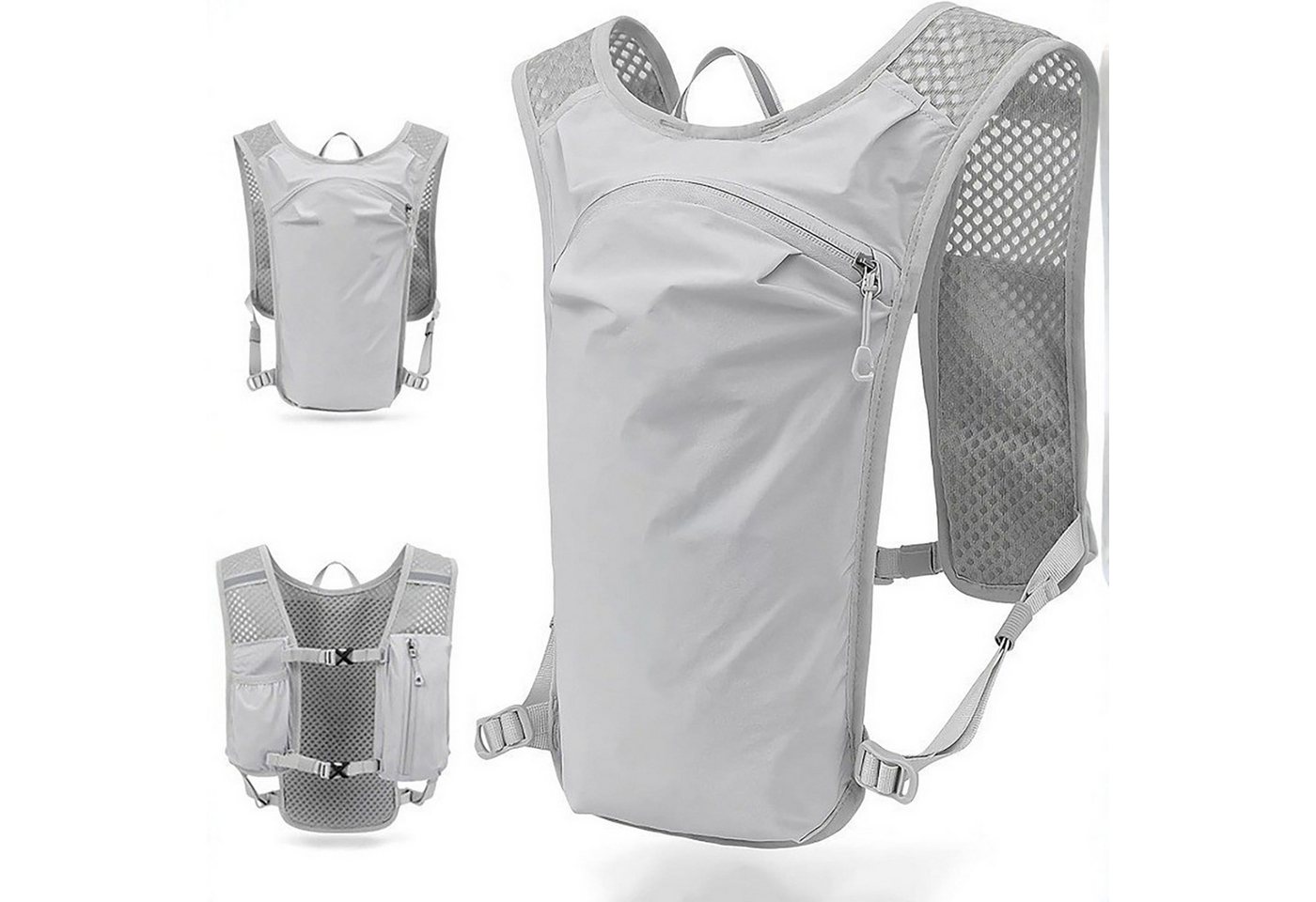 Fyrove Trinkrucksack 15L Ultraleichte Laufweste Trinkrucksack für Herren und Damen (verstellbarer Brustgurt, atmungsaktives Netzgewebe, mehrere Facher fur Handy, Trinkblase und 250-ml-Weichflasche), Reflektionsstreifen für Joggen, Trail‑Running, Radfahren, Wandern Bild 2
