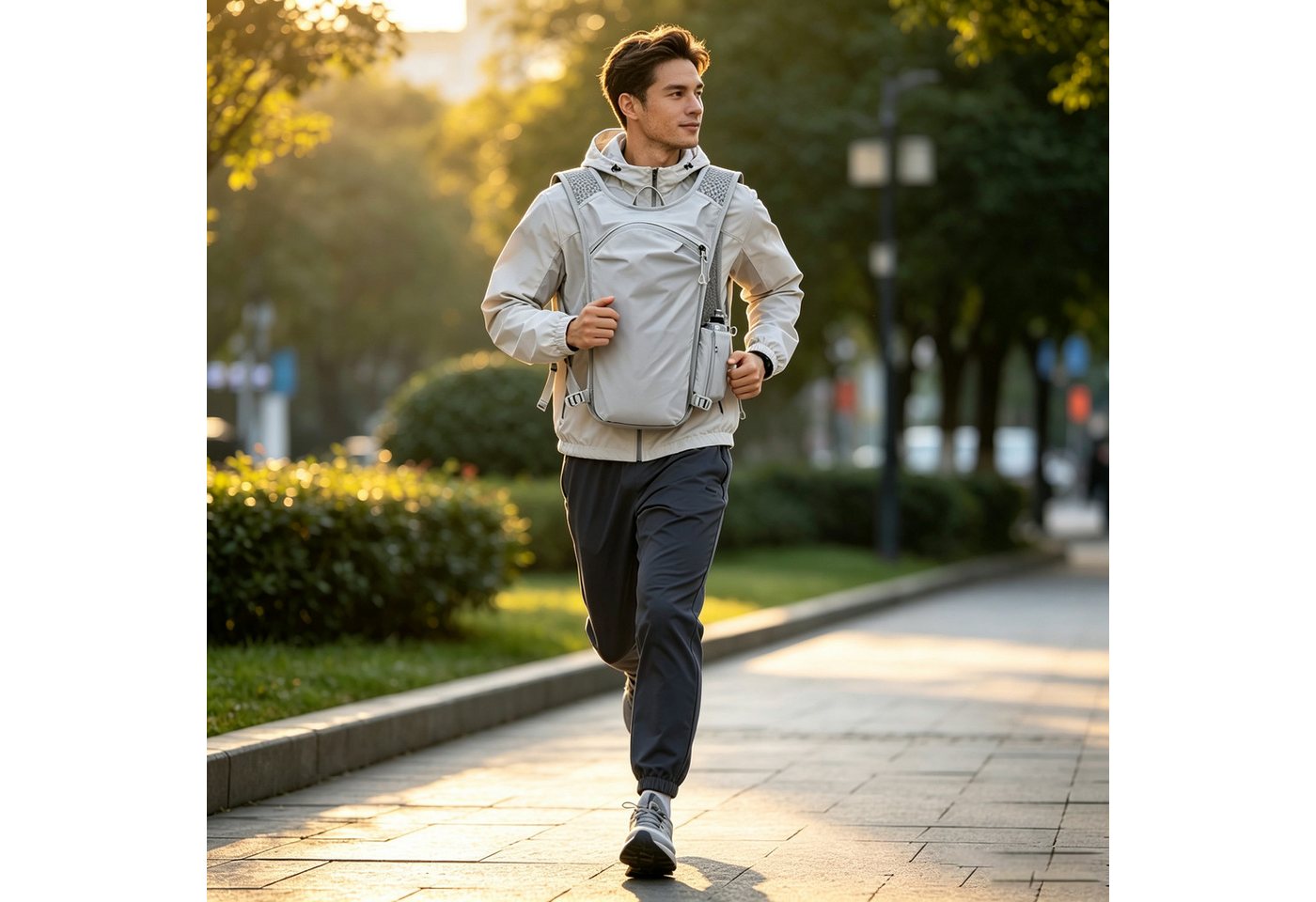 Fyrove Trinkrucksack 15L Ultraleichte Laufweste Trinkrucksack für Herren und Damen (verstellbarer Brustgurt, atmungsaktives Netzgewebe, mehrere Facher fur Handy, Trinkblase und 250-ml-Weichflasche), Reflektionsstreifen für Joggen, Trail‑Running, Radfahren, Wandern Bild 3