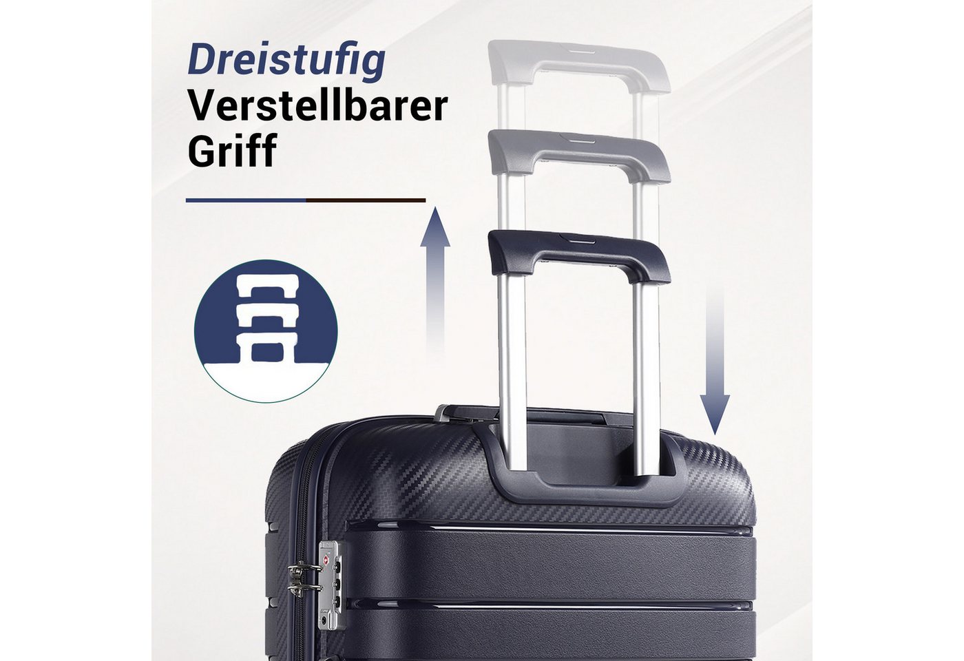KONO Hartschalen-Trolley (20/24/28 Zoll), Leichter PP-Reisekoffer mit TSA-Schloss