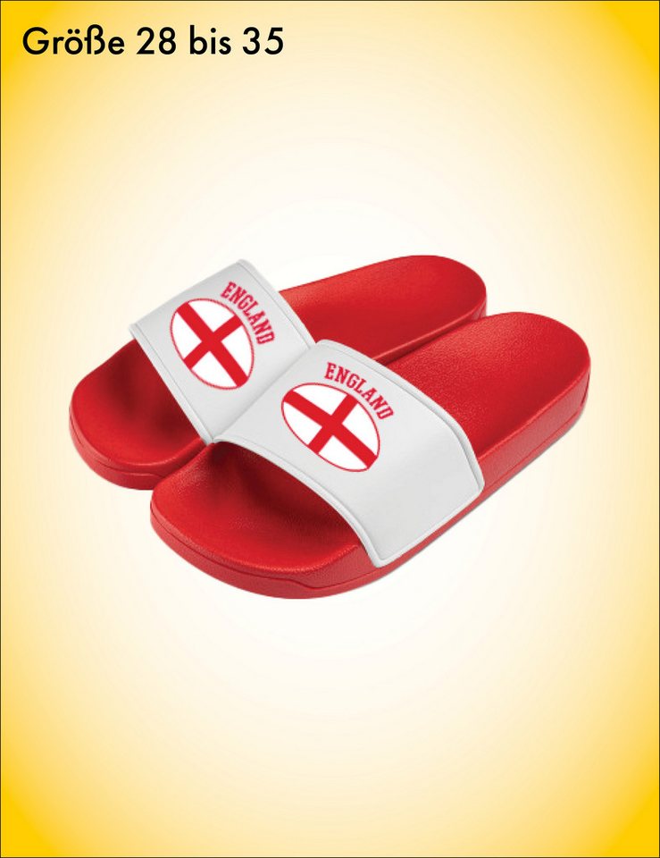 Youth Designz Kinder Badelatschen "England" Fußball-Fan Fun-Print lustig Geschenk Badeschuh mit stylischen Aufdruck für Kinder Statement Bild 5