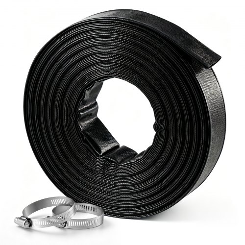 VEVOR Rückspülschlauch 1,5 Zoll 30,48 m PVC Flachschlauch Ablaufschlauch für Poolentwässerung und Bewässerung mit 90 psi, Anschlusswahl ohne Vorinstallierte Kupplungen für Verschiedene Pumpensysteme