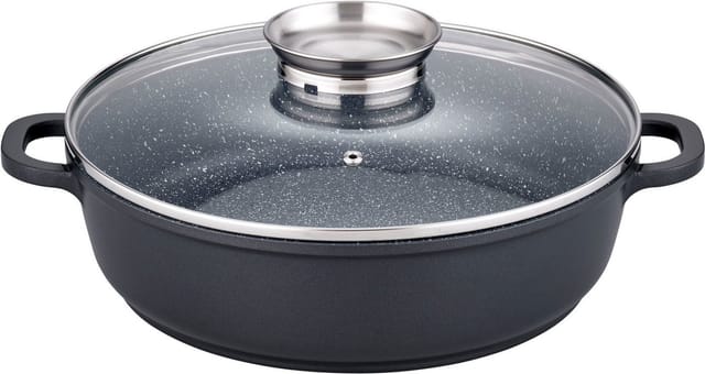 GSW Servierpfanne Gourmet Granit 28cm mit Glasdeckel