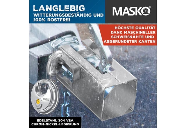 MASKO® Anhängerschloss für Angekoppelte & Abgekoppelte Anhänger Anhänger Schloss Diebstahlschutz Wohnwagen Kastenschloss inkl. Diskusschloss & Schlüssel & Schutzkappe
