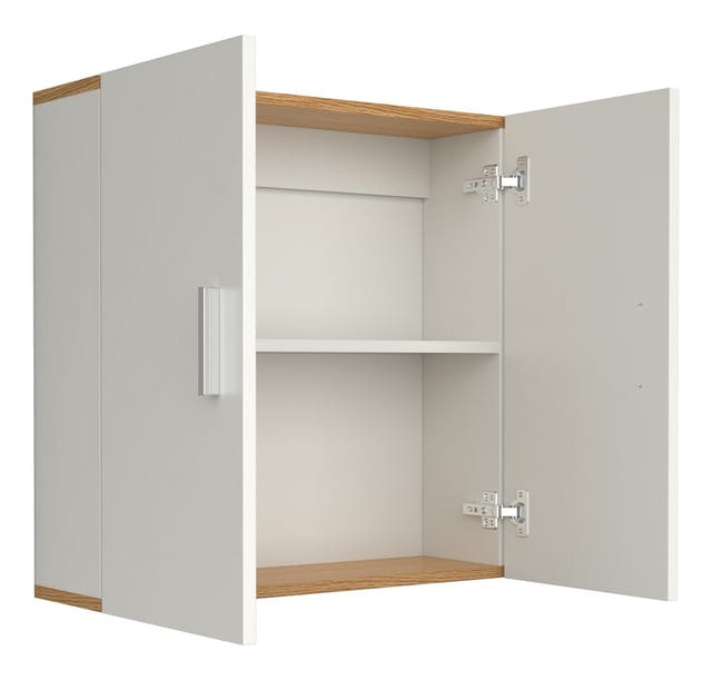 VCM Holz Wandschrank Badschrank Maße: H. 60 x B. 60 x T. 18 cm 2 Türen 2 Fächer –Landos