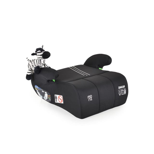 Moni Kindersitz Sitzerhöhung Dakar i-Size (125-150cm) Gruppe 3, Kuscheltier schwarz