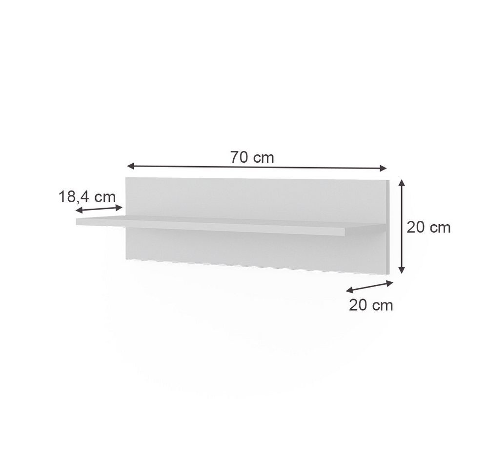 Vitalispa Wandregal Ajaton Weiß 70 x 20 cm