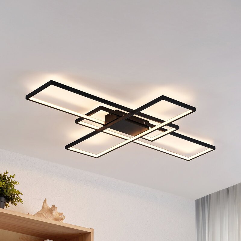 [neuwertig] B-ware Lindby Deckenleuchte Lampe Led Schwarz Metall Dimmbar Tetson