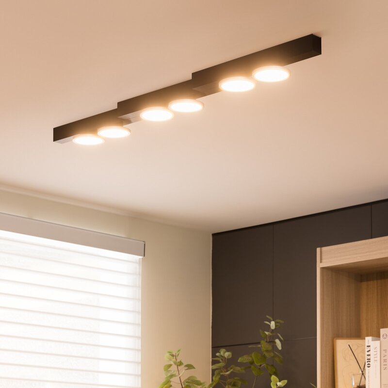 [neuwertig] B-ware Lucande Kellino Deckenleuchte Deckenlampe Deckenlicht Leuchte 6-flammig Schwarz