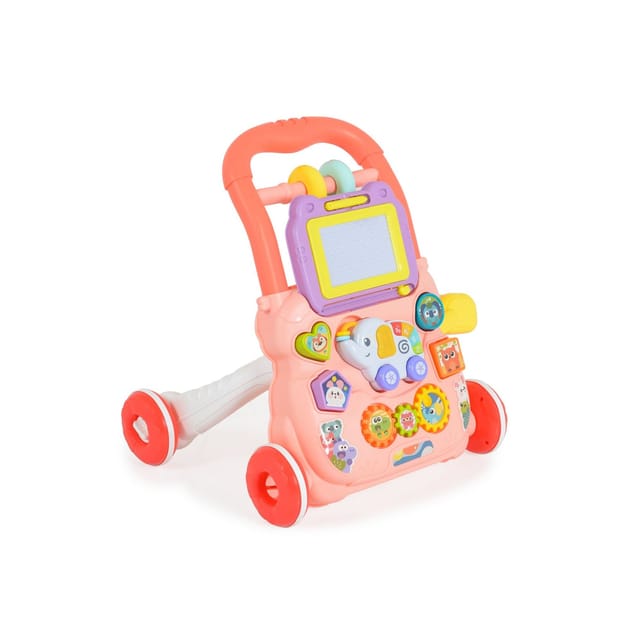 Moni Lauflernwagen Elefant, Formsortierer, Maltafel, Musikfunktion, ab 12 Monate rosa