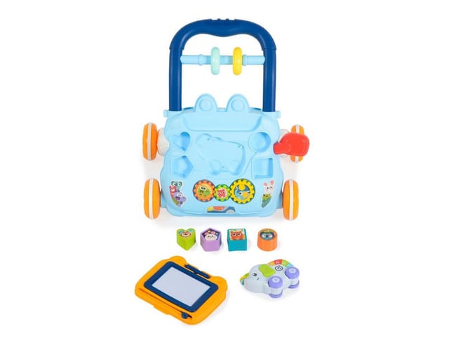 Moni Lauflernwagen Elefant, Formsortierer, Maltafel, Musikfunktion, ab 12 Monate blau
