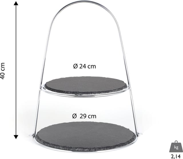 Schiefer Etagere (Bügel) 2-Stöckig - grau