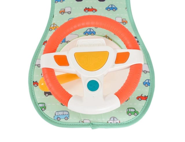 Moni Autospielzeug Kinderlenkrad HE0623 Lichter, Hupe, Autogeräusche, Spiegel grün