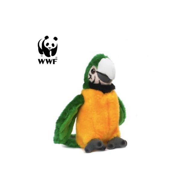 WWF - Plüschtier - Grüngelber Ara Papagei (mit Sound, 14cm) lebensecht Kuscheltier Stofftier