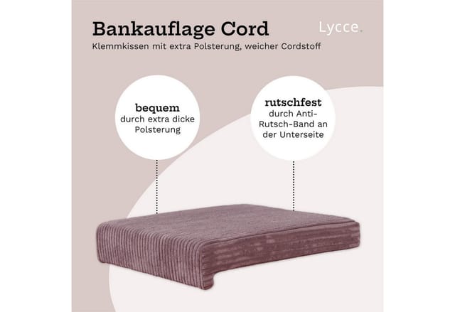 Lycce Klemmkissen Sitzkissen mit 1 Leiste, Cordstoff extra Polsterung