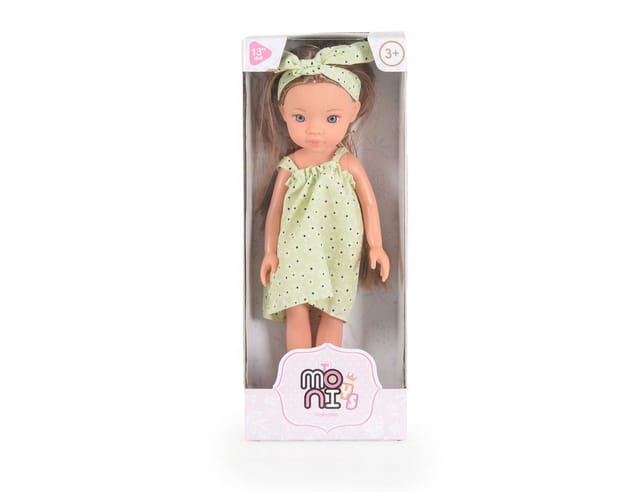 Moni Kinderpuppe 33 cm Pretty Doll Kleidung Haare Schuhe beweglich ab 3 Jahren grün