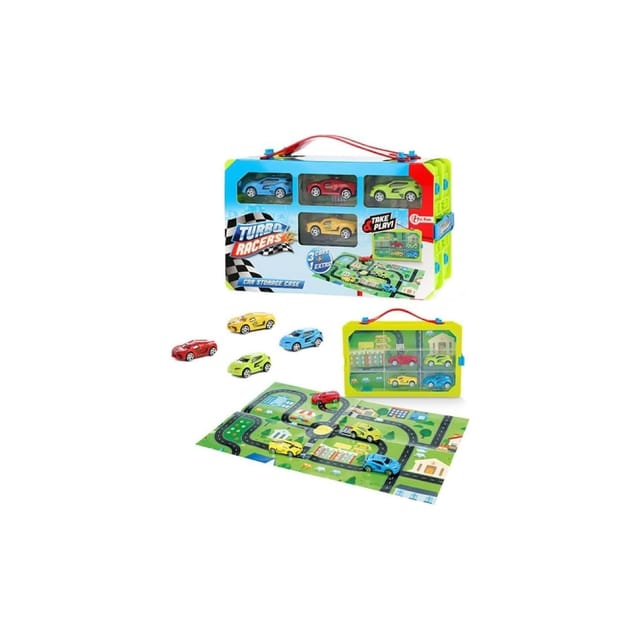 Toi-Toys - Turbo Racers Sammelkoffer mit 4 Rallye Autos Fahrzeuge Rennautos Kinderspielzeug Jungen