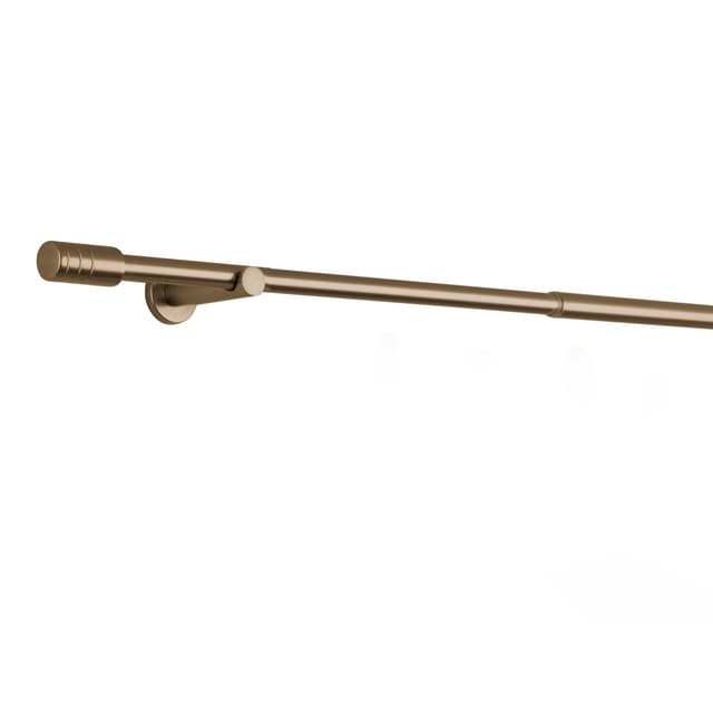 Ondeco Gardinenstange ausziehbar 1-lauf Wandmontage Endstück Rille 16/19 mm mit Ringen Farbe: Gold, Größe: 160-280 cm