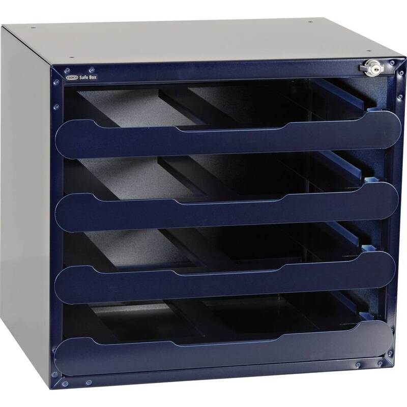 [gebraucht] B-ware Raaco Schubladenschrank Aufbewahrung Safebox 55 Tresor Blau Leer Carrylite 4fach