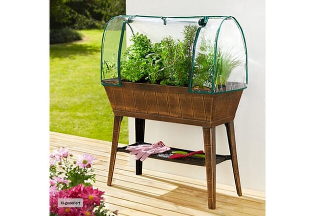HTI-Living Hochbeet Nessa mit Frühbeetabdeckung Braun
