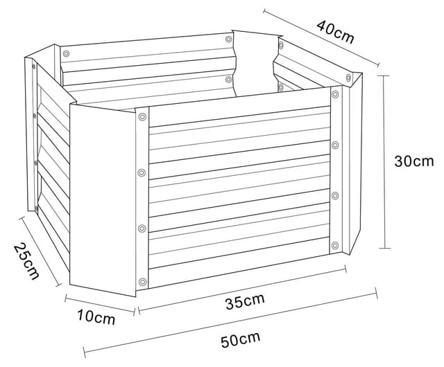 VCM Metall Hochbeet 50x40x30 cm, rechteckiger Pflanzkasten für Balkon, Terrasse & Garten, Pflanzenbeet ohne Boden, Galdo M