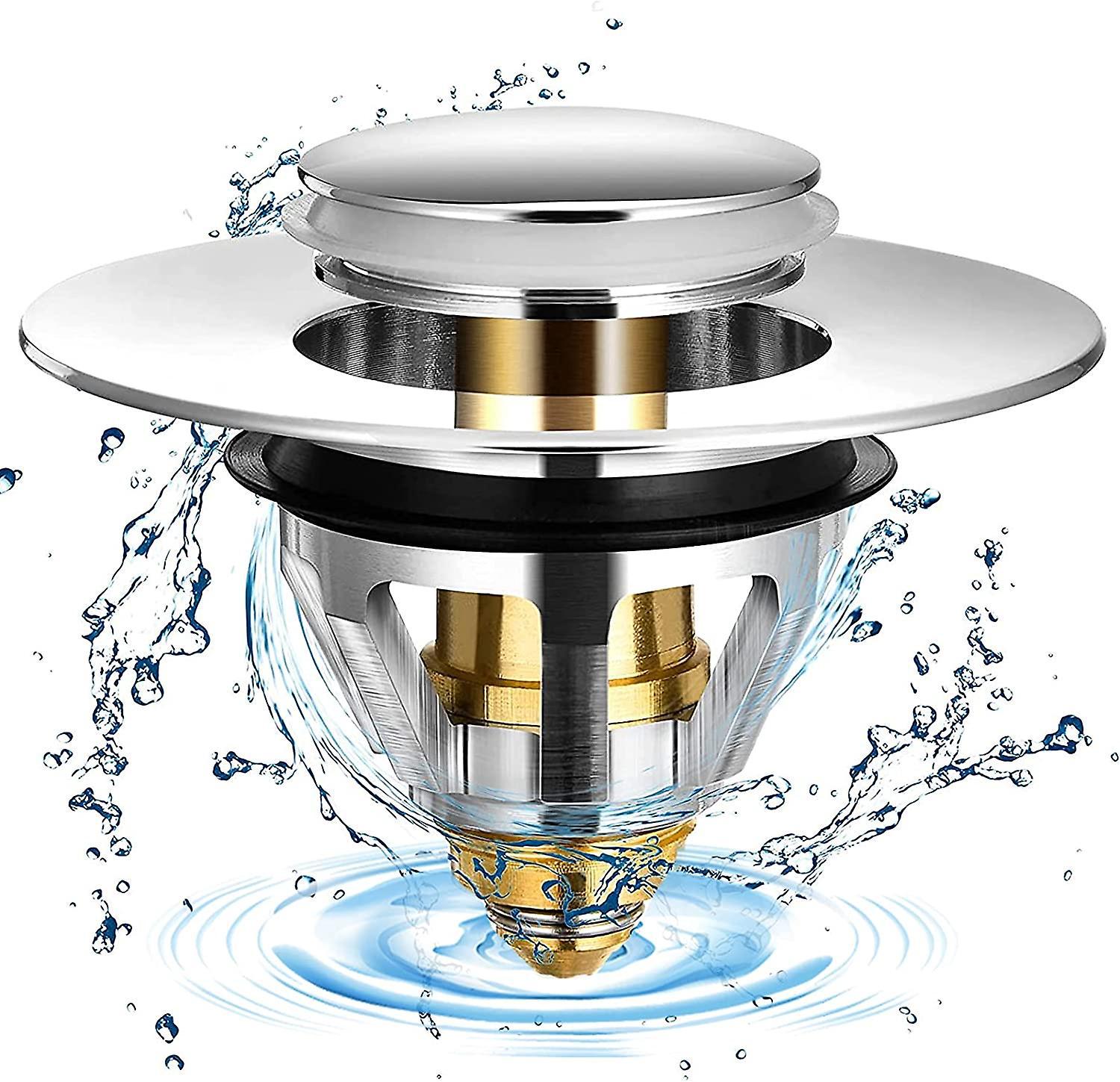 Universal Basin Stopper Popup Stainless Steel Basin Drain With 2 Gaskets For 32 And 38 Mm Sink Stopper (1pcs)