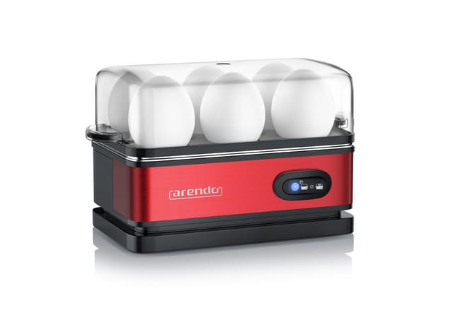 Arendo Eierkocher Edelstahl, 400 W, Warmhaltefunktion, Kipp-Schalter, Härtegrad wählbar, für 6 Eier