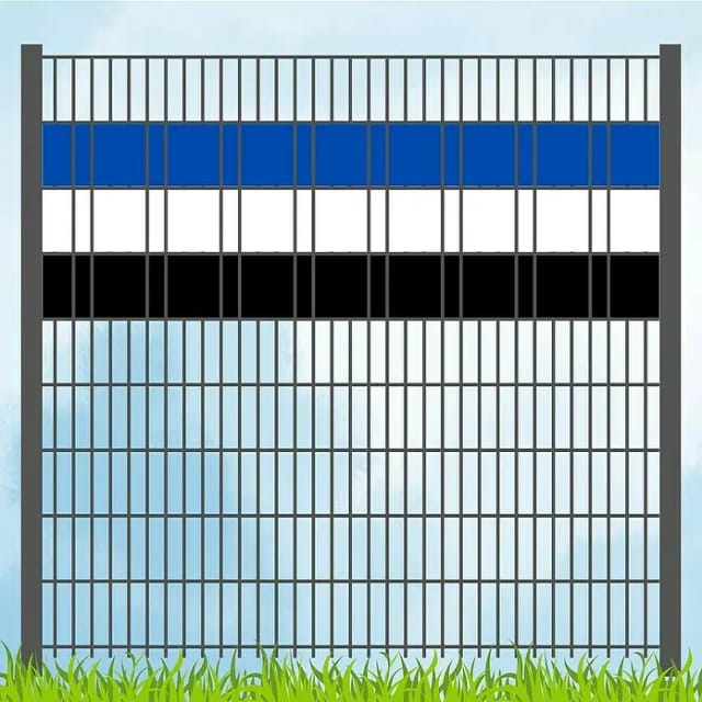 zaun zu® Sichtschutzstreifen Vereinsfarben Blau/Weiß/Schwarz Volle Streifenbreite GELOCHT