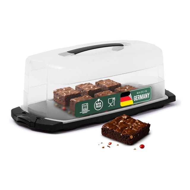 Novaliv 2x Kuchen-Transportbox (Rechteckig 39 x 17 x 14 cm), Aufbewahrungsbox mit Deckel für Kuchen & Torten, Tortentransportbox Tortenglocke Tortenbehälter, Zubehör Box Dessert Haube Aufbewahrung
