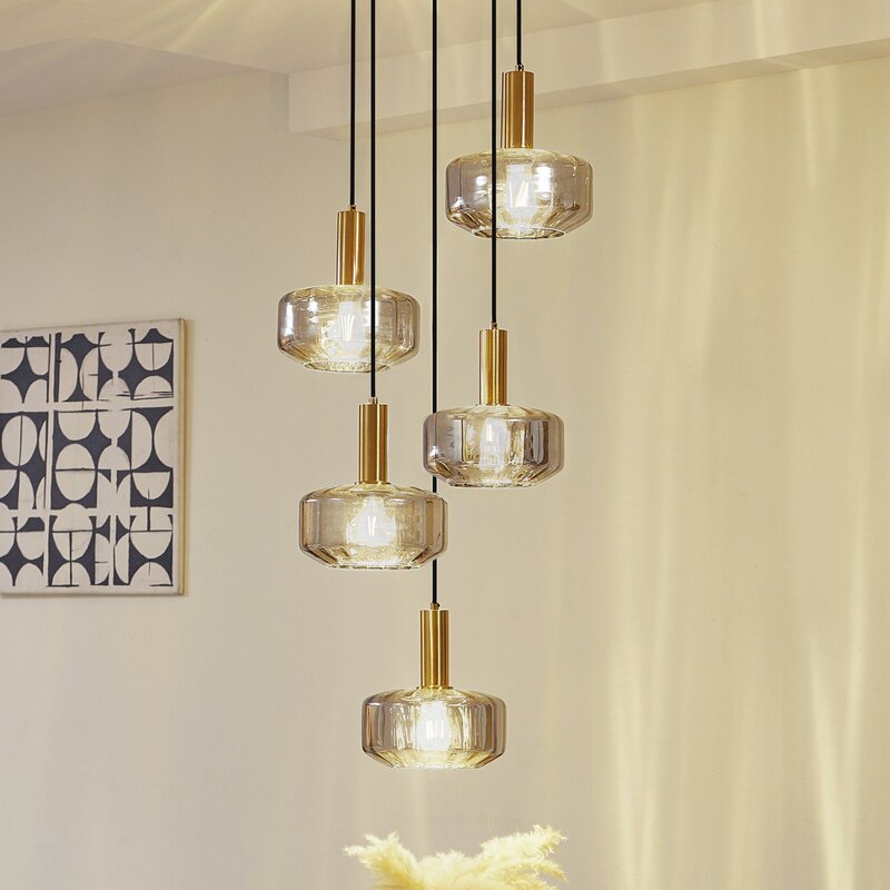 [gebraucht] B-ware Lindby Hängeleuchte Hildur Ø 22 Cm Rauchgrau Glas Deckenlampe Lampe Leuchte Spot