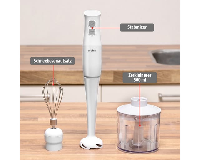 ALPINA Stabmixerset, 400 Watt, Weiß