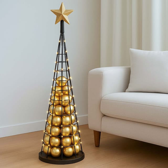 Deko-Baum MCW-O91, Weihnachtsbaum Schmuckbaum Weihnachtsdeko Christbaum zum Beschmücken, Metall 115cm ~ schwarz