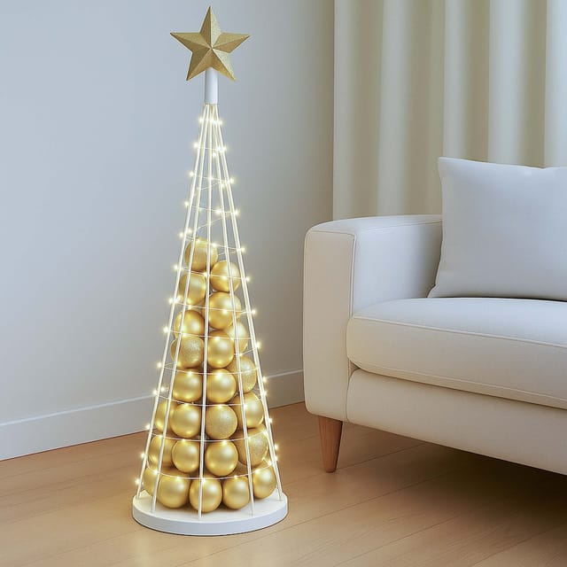 Deko-Baum MCW-O91, Weihnachtsbaum Schmuckbaum Weihnachtsdeko Christbaum zum Beschmücken, Metall 115cm ~ weiß