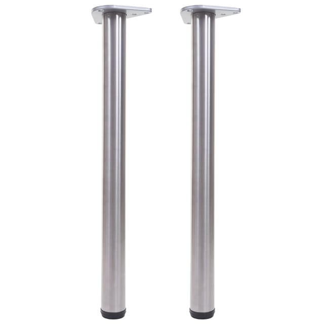 2er-Set Tischbein MCW-H36, für Schreibtisch Esstischfuß Tischgestell, 73cm Edelstahl-Optik