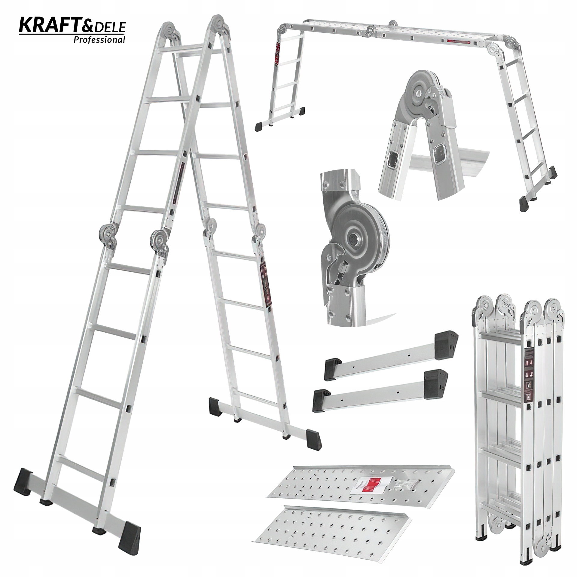 Klappbare Leiter Aus Aluminium, Plattform 4 X 4, 460 Cm, Max. 150 Kg, Ktaft&dele