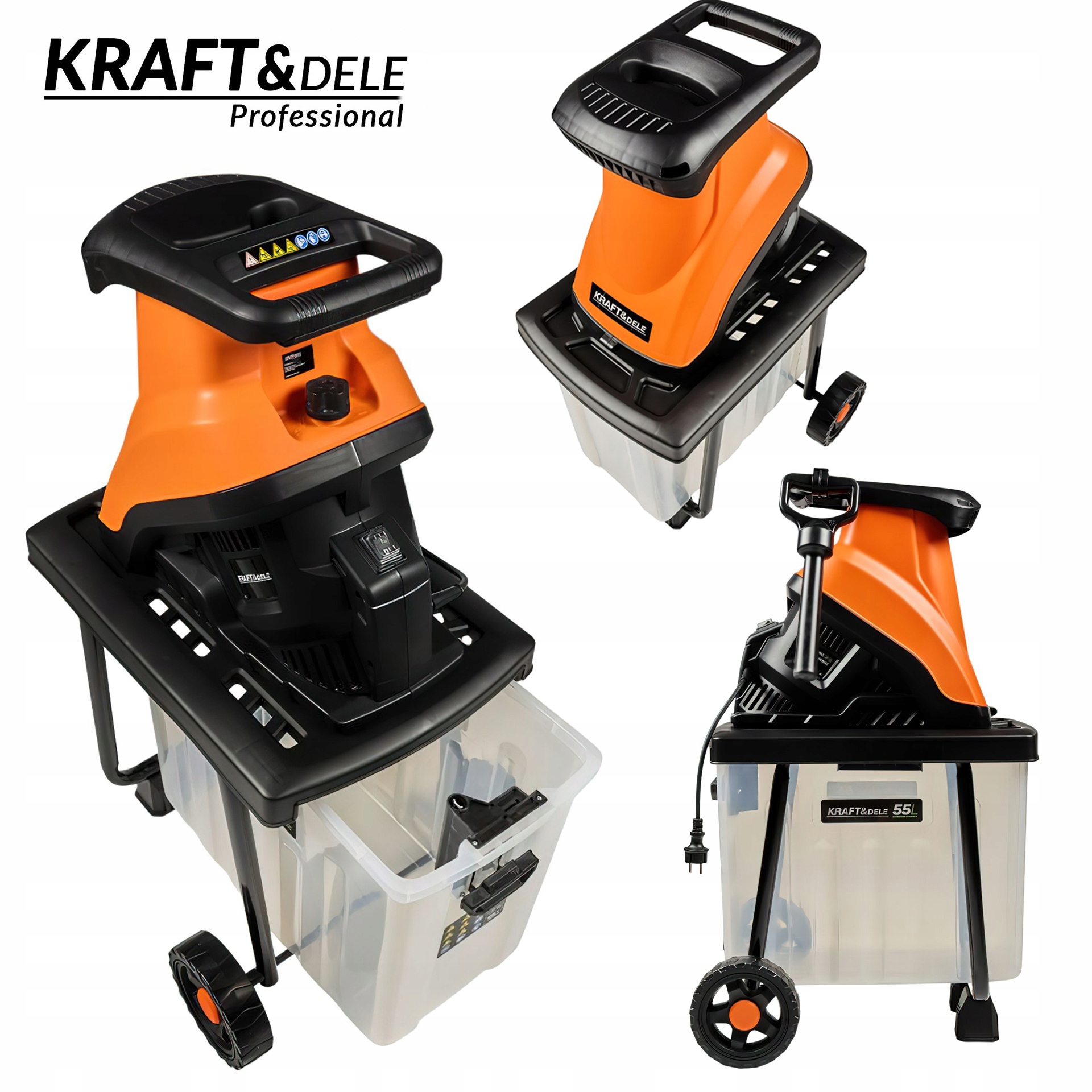 Elektrischer Asthäcksler 230 V 3000 W 45 Mm Korb 60 L Kraft&dele