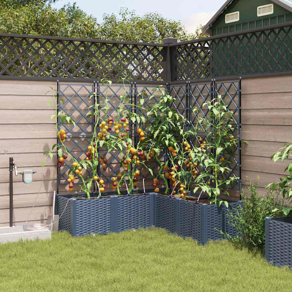 Garten-pflanzgefäß 3 Pcs Grau 80 X 80 X 143 Cm Kunststoff