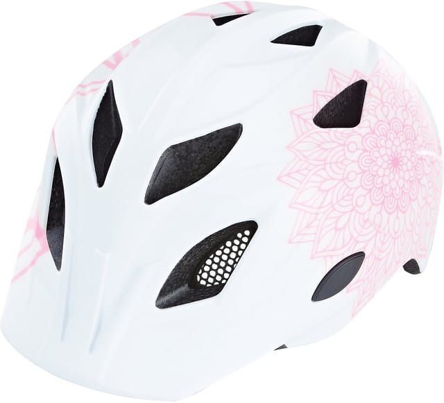 Kinder-Fahrradhelm, Inmold Technologie, mit LED-Licht und Reflektionsstreifen, Größe: 52-56 cm, Farbe: weiß