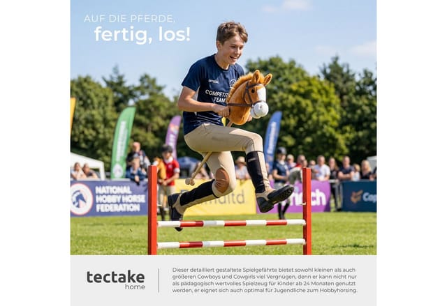 tectake® Steckenpferd, ab 24 Monaten, detailreiche Gestaltung, Gesamtlänge 130 cm