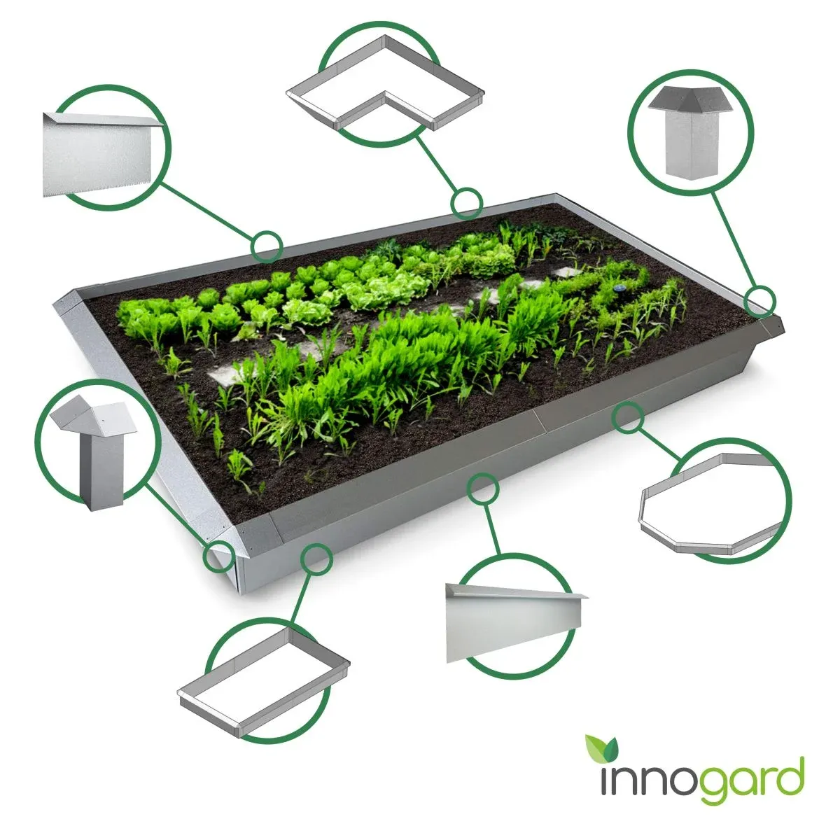 innogard Schneckenzaun Set L- Form AluZink "Galvalume AZ®" 10 Seitenelemente + 6 Ecken