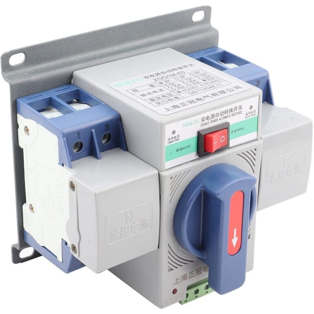 Ej.life - Dual Power Automatic Transfer Switch, 1pc 220V 63A 2P Mini Automatic Circuit Breaker Dual Power Switch Low Noise mit eps Fire Power Supply
