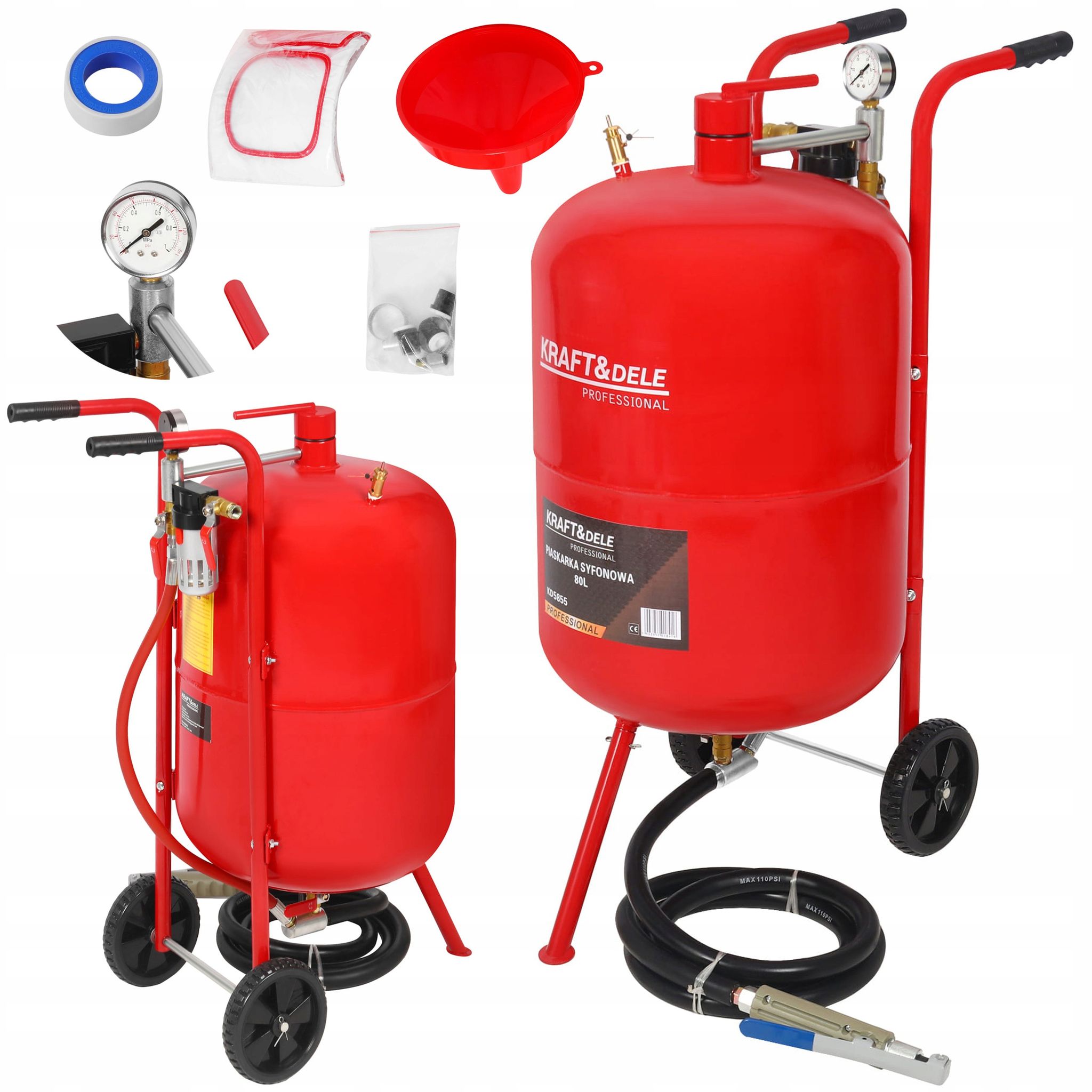 Kraft&dele Saugstrahlgerät + Zubehör 80 L 700 L/min 7,5 Bar 0,1–1,00 Mm