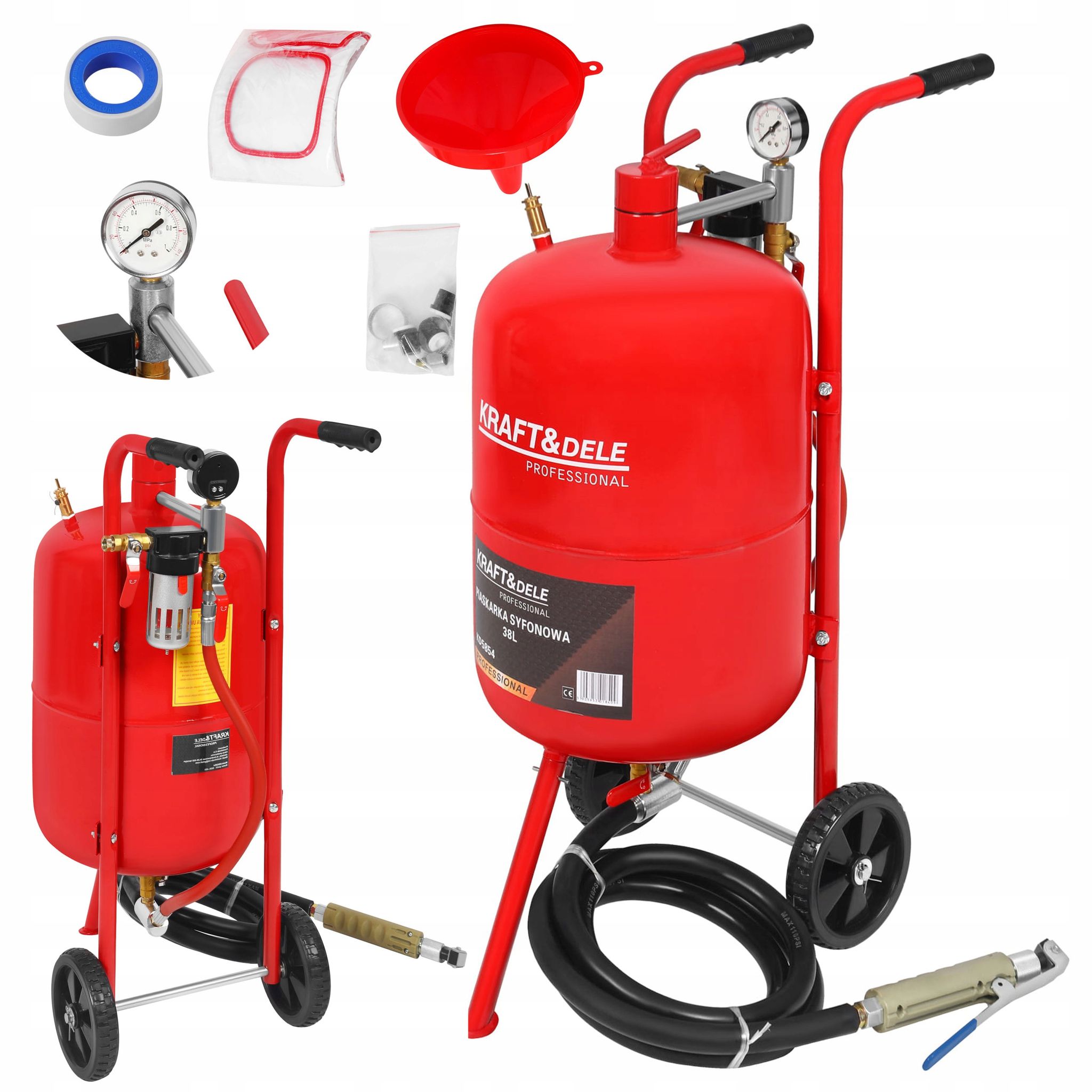 Kraft&dele Saugstrahlgerät + Zubehör 38 L 700 L/min 7,5 Bar 0,1–1,00 Mm