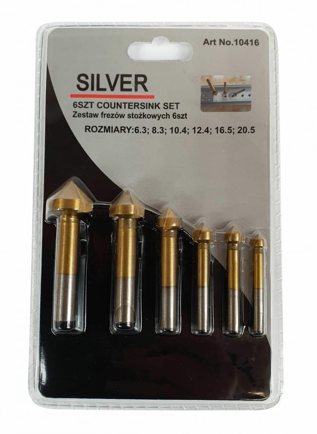 PL. Konischer Senker, 6-teilig, 6,3–20,5 mm / Silber