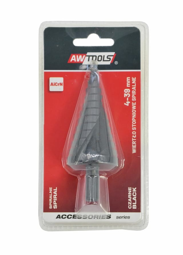 AWTOOLS Spiral-Stufenbohrer / 4-39 mm / AICrN / Schwarz