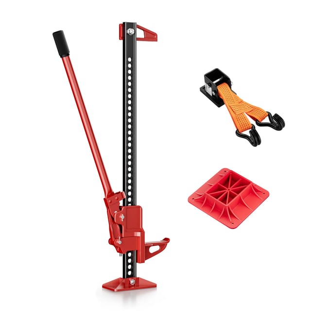 Wiltec Farm Jack – Kompakt-Set für ATV/Anhänger, Wagenheber bis 3000 kg mit Unterlegplatte und Radhebe-Adapter