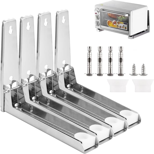 Set Mit 4 Universellen Edelstahl-wandhalterungen Für Mikrowellen – Maximale Belastung: 45 Kg